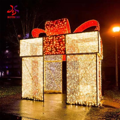 Outdoor Green Unique 3d Led Akriliku Milied Gift Box Parti Garden Park Dekorazzjoni Dawl