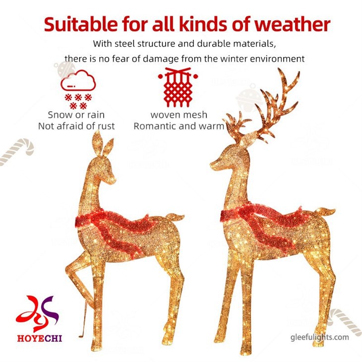 China Manufacturer Outdoor Christmas Lighted Led Reindeer 3d Motif