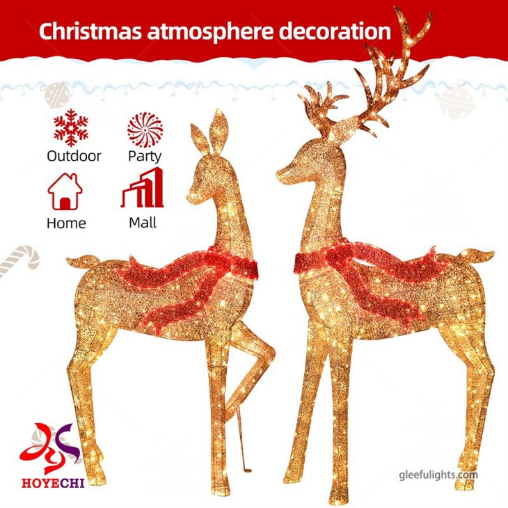 China Manufacturer Outdoor Christmas Lighted Led Reindeer 3d Motif